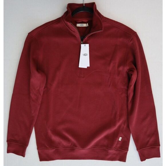 UGG 1116625 Men's Sz L Dark Cherry Red Zeke Quarter-Zip Pullover Sweater - Picture 5 of 8